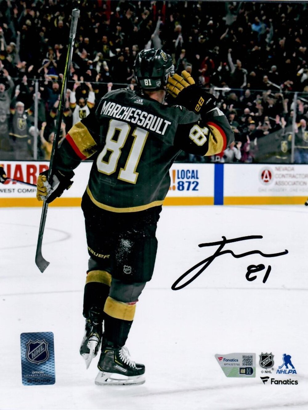 Jonathan Marchessault Vegas Golden Knight NHL Signed 8X10 Photo Fanatics Cert